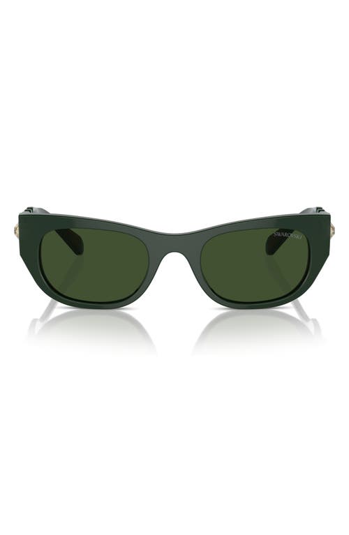 Shop Swarovski 53mm Pillow Sunglasses In Dark Green