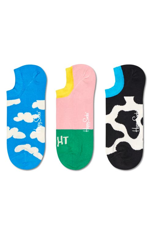 Happy Socks Summer Day Assorted 3-Pack No-Show Socks in Light Blue