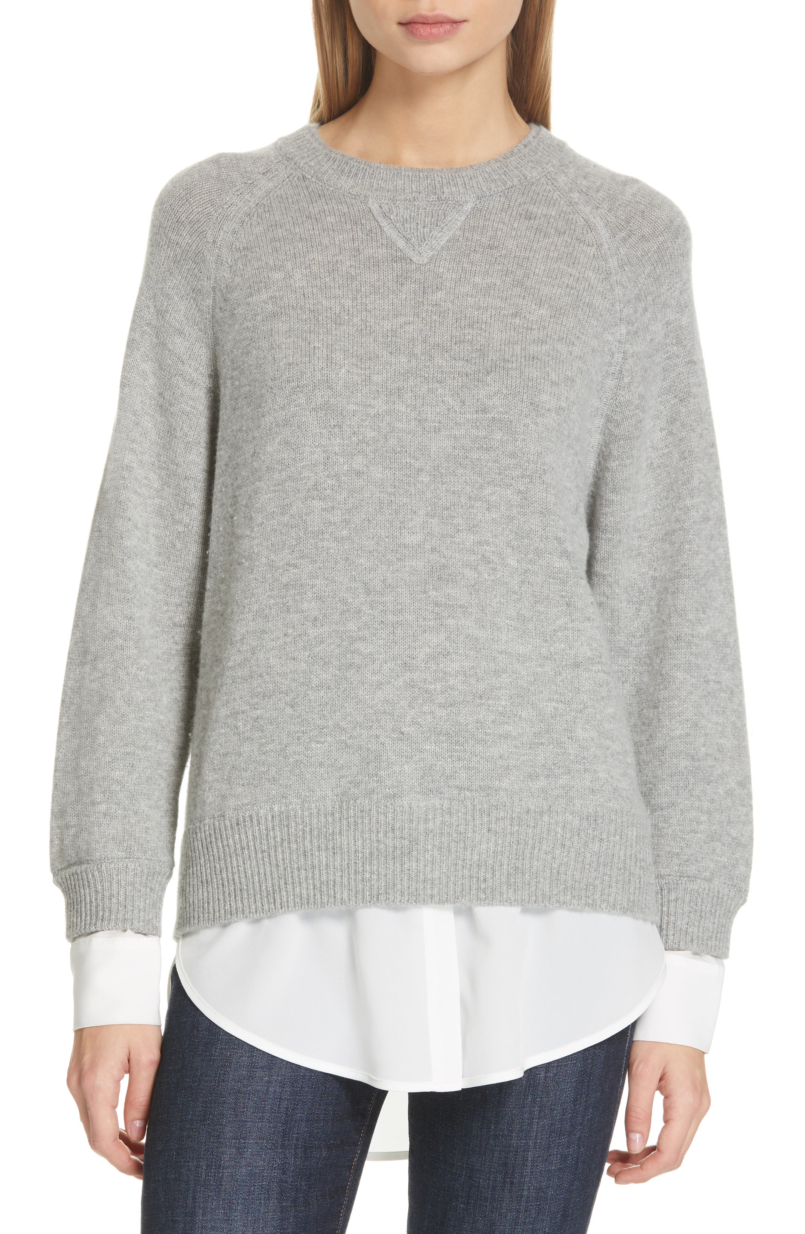 Brochu Walker Layered Wool & Cashmere Sweater, Grey