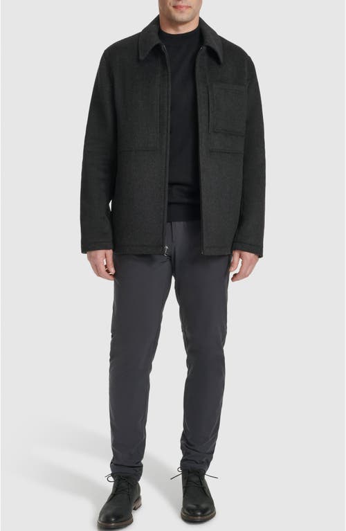 Cole Haan Felt Zip Front Shirt Jacket In Charcoal