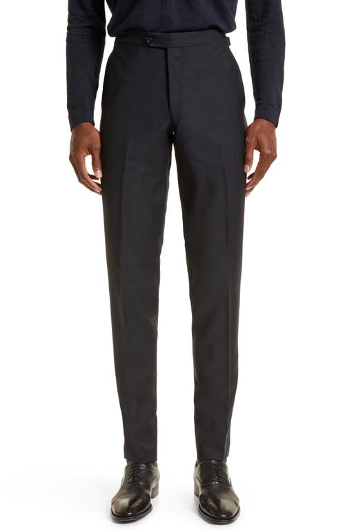 Tailored Wool Blend Tuxedo Trousers in Midnight Navy