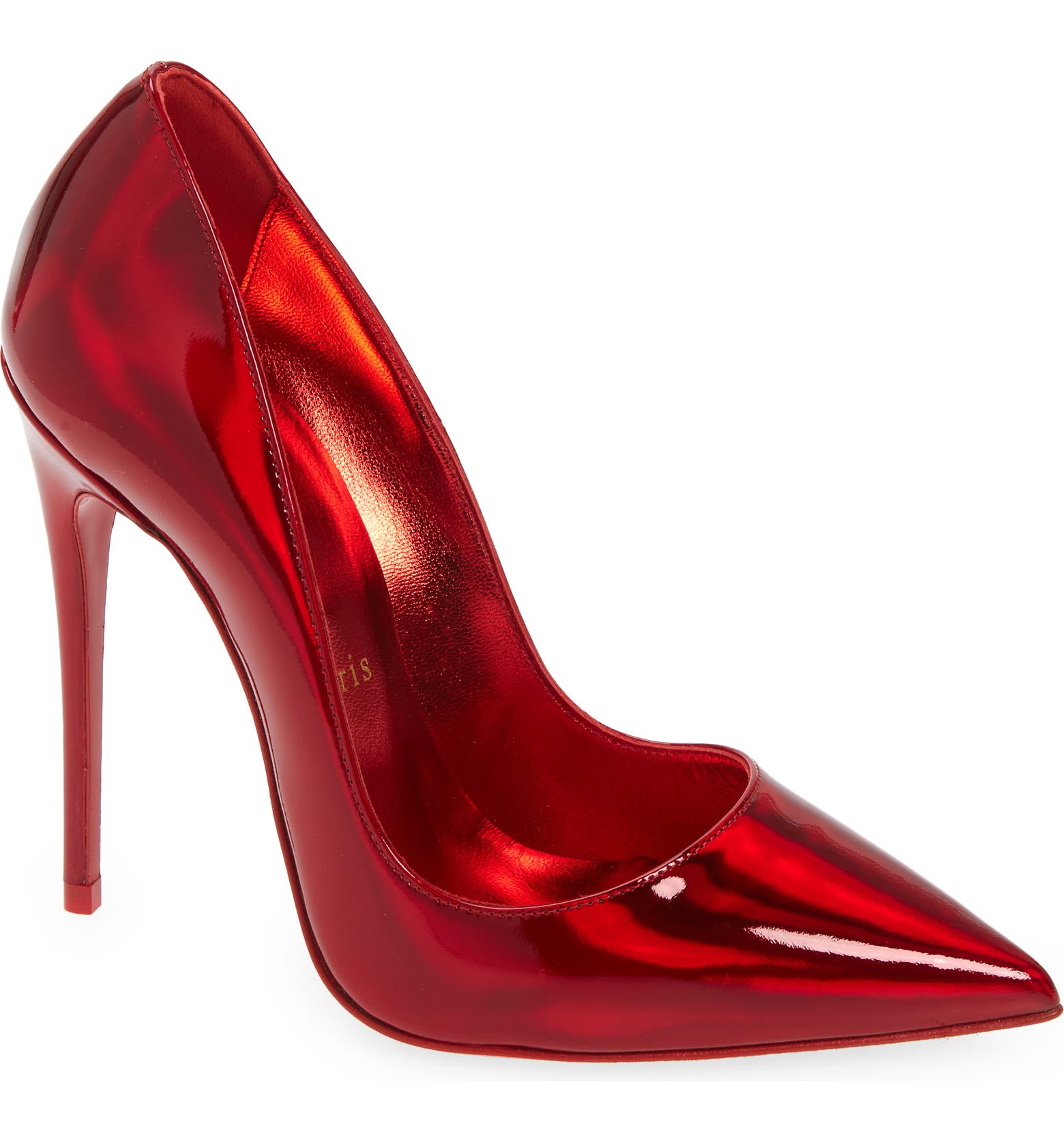 Red metallic stiletto heels