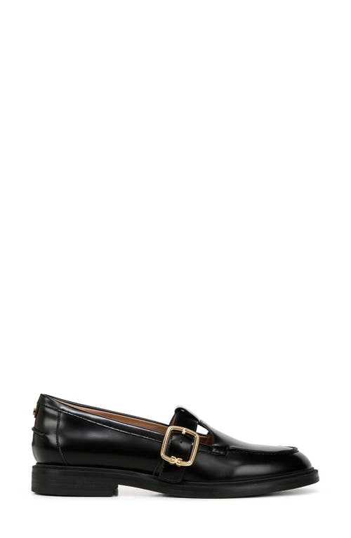 Sam Edelman Elaina T-strap Buckle Loafer Black Leather In Black