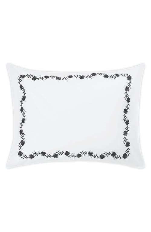 Matouk Daphne Floral Embroidered Sham in Charcoal at Nordstrom