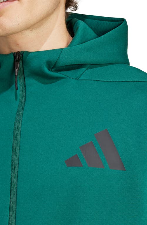 Shop Adidas Originals Adidas Z.n.e. Full Zip Hoodie In Collegiate Green