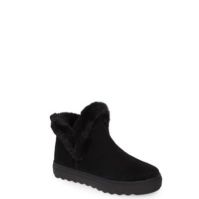 Jslides Priya High Top Sneaker With Faux Fur Lining- Black