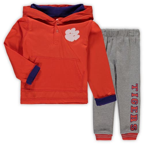 Toddler Colosseum Orange/Heathered Gray Clemson Tigers Poppies Hoodie and Sweatpants Set