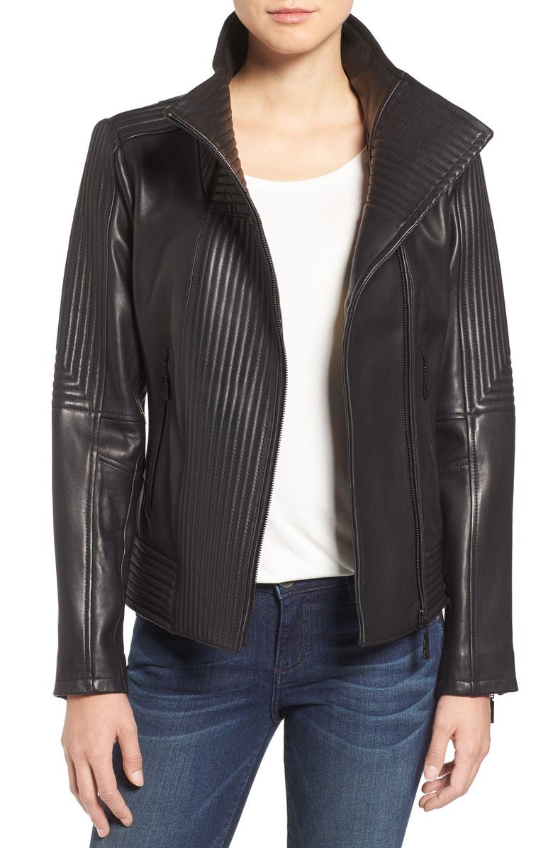 Trapunto Leather Jacket