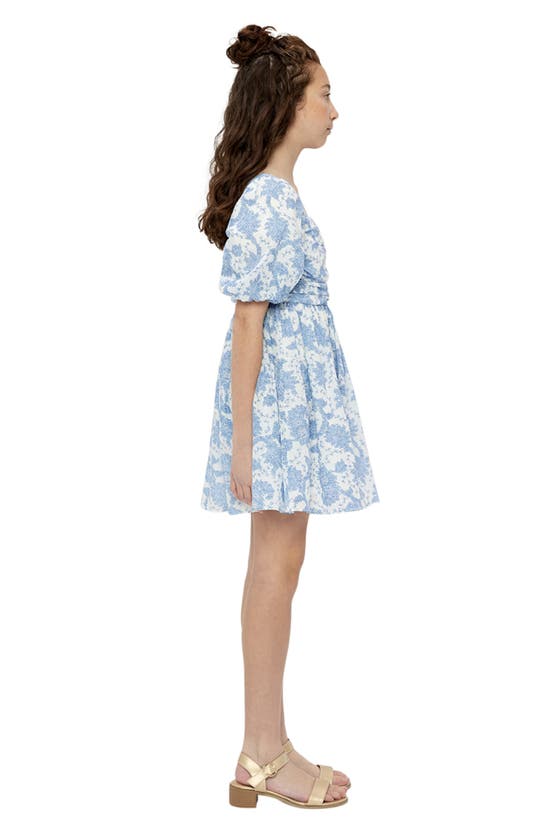 Shop Bardot Junior Kids' Vivien Floral Puff Sleeve Dress In Baby Blue Floral
