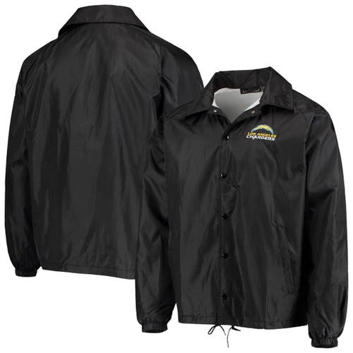 Men's Dunbrooke Black Los Angeles Chargers Coaches Classic Raglan Full-Snap Windbreaker Jacket