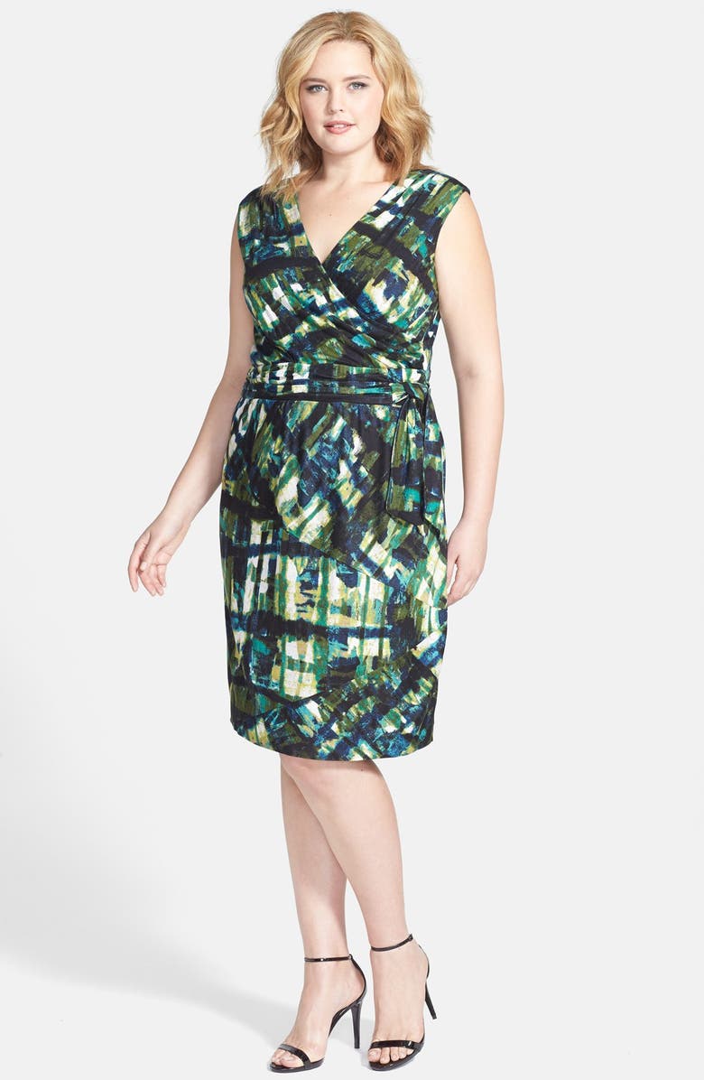 NIC+ZOE 'Transparent Windowpane' Print Jersey Dress (Plus Size) | Nordstrom