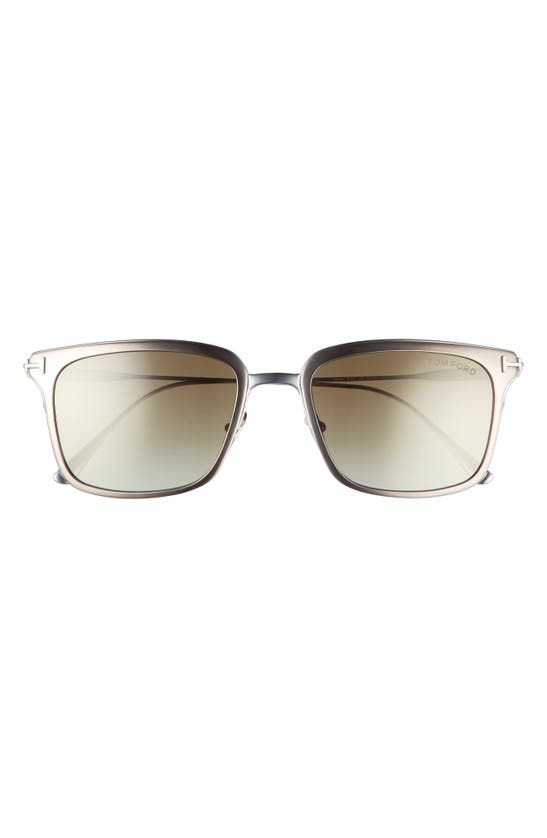 Tom Ford Hayden 54mm Square Sunglasses In Shiny Dark Ruthenium/ Green