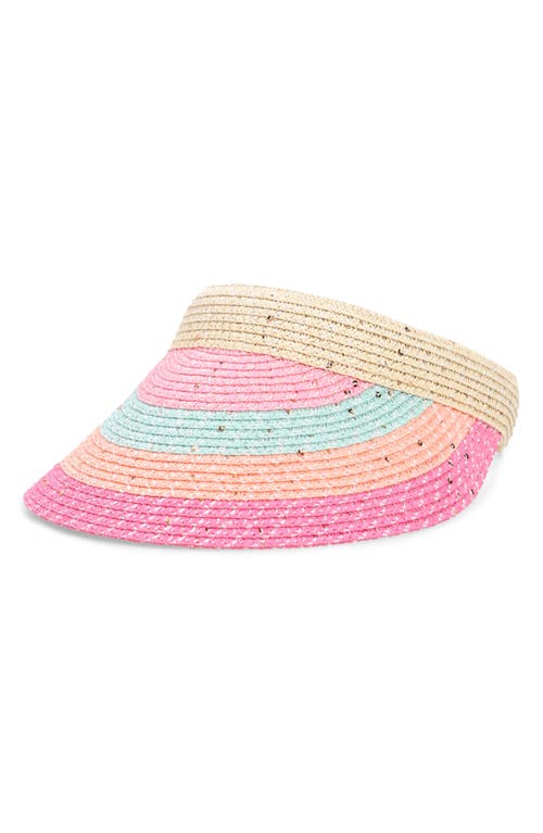 Capelli New York Kids' Sequin Straw Visor in Pink Combo at Nordstrom