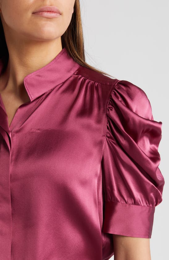 Shop Frame Gillian Silk Button-up Shirt In Dragon Fruit