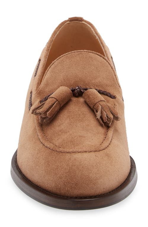 Shop Brunello Cucinelli Tassel Detail Suede Loafer In C8831 Castagna