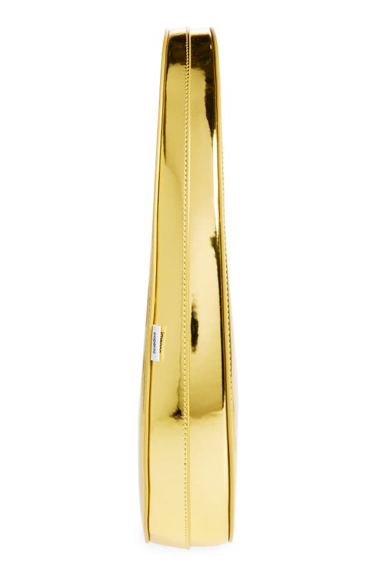 Shop Coperni Mini Swipe Metallic Top Handle Bag In Gold