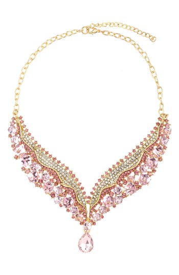 Eye Candy Los Angeles Pink Mermaid Crystal Statement Necklace In Gold/pink