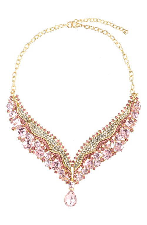 Eye Candy Los Angeles Pink Mermaid Crystal Statement Necklace In Gold/pink