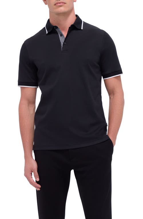 Shop Bugatchi Tipped Contrast Collar Polo In Black