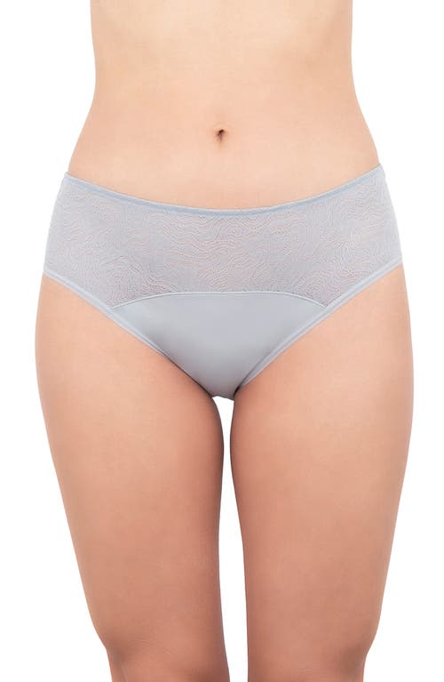 Period & Leakproof Light Absorbency Lace Hipster Panties in Pebble Grey