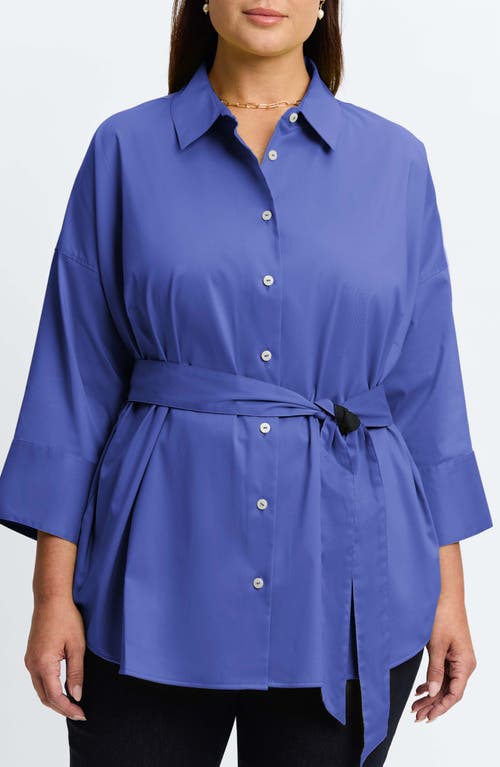 Shop Foxcroft Avery Stretch Button-up Shirt In Blue