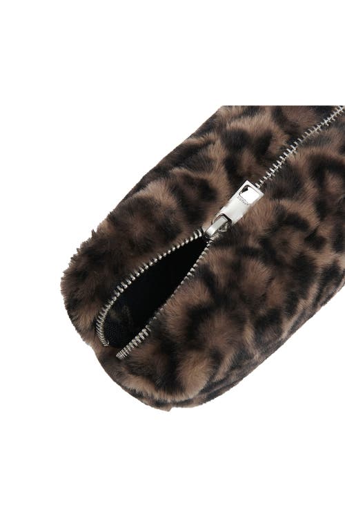 Apparis Noor Leopard Print Faux Fur Pouch In Dark Leopard