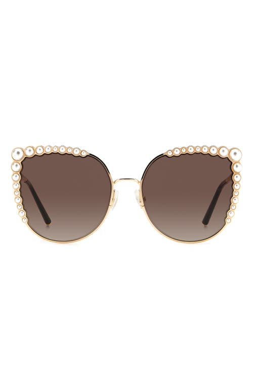Carolina Herrera 58mm Cat Eye Sunglasses in Rose Gold /Brown Gradient at Nordstrom