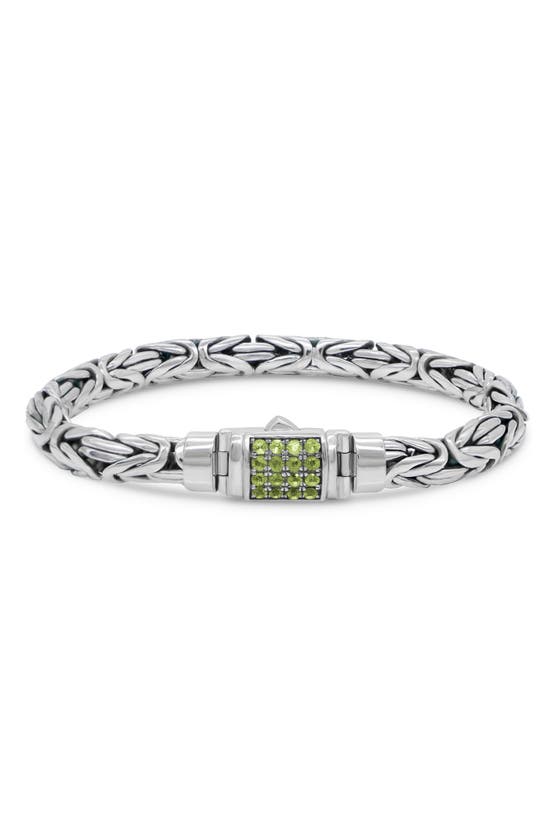 Shop Devata Sterling Silver Semiprecious Stone Chain Bracelet In Silver Green