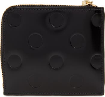 Dot Embossed Zip Around Leather Wallet