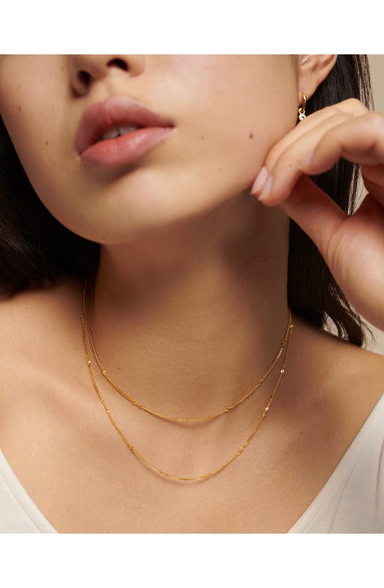 Monica Vinader Twisted Curb Link Station Chain Necklace In 18ct Gold Vermeil