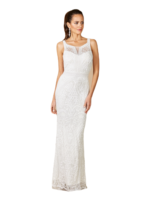 Lara New York Foster High-neck Sleeveless Wedding Gown In Ivory