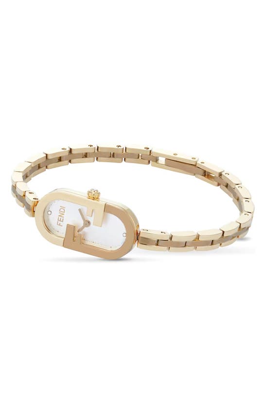 Shop Fendi O'lock Swiss Quartz Diamond Bracelet Watch, 14.8mm X 28.3mm In Gold
