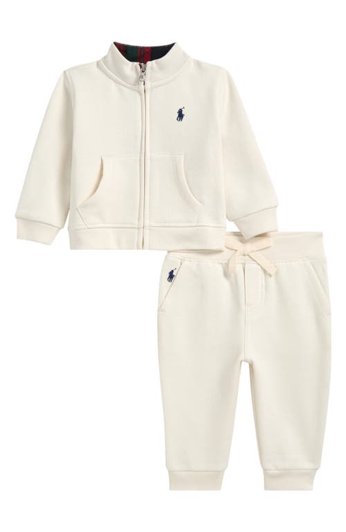 Shop Ralph Lauren Cotton Blend Fleece Track Jacket & Joggers Set In Nevis/c7998