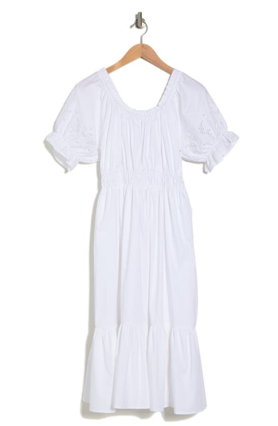 Nanette Lepore Amber Off The Shoulder Midi Dress In Brilliant White