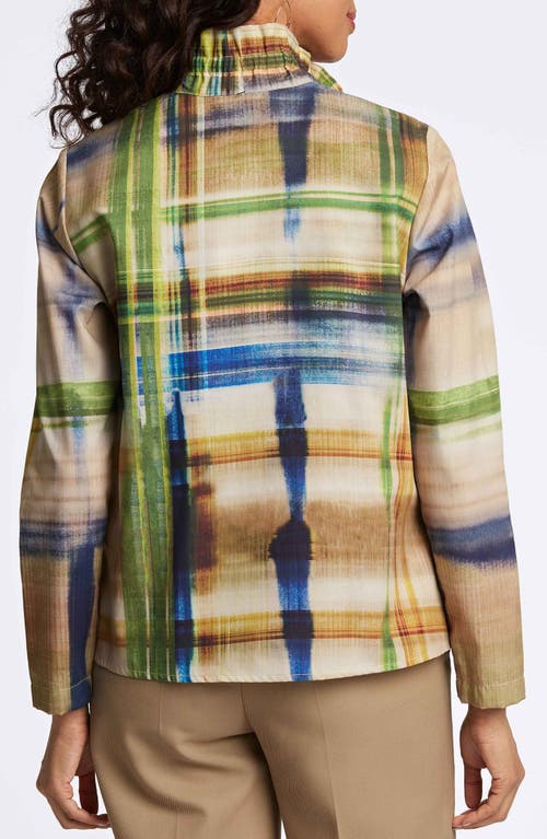 Foxcroft Carolina Painterly Stripe Cotton Button-up Shirt In Blue Multi