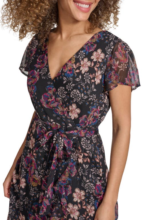 KENSIE KENSIE METALLIC CHIFFON DRESS