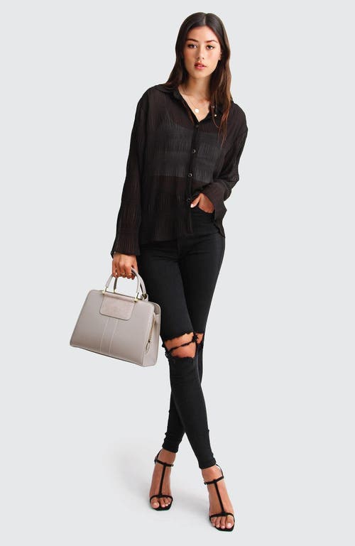 Shop Belle & Bloom Yoko Shirred Chiffon Blouse In Black