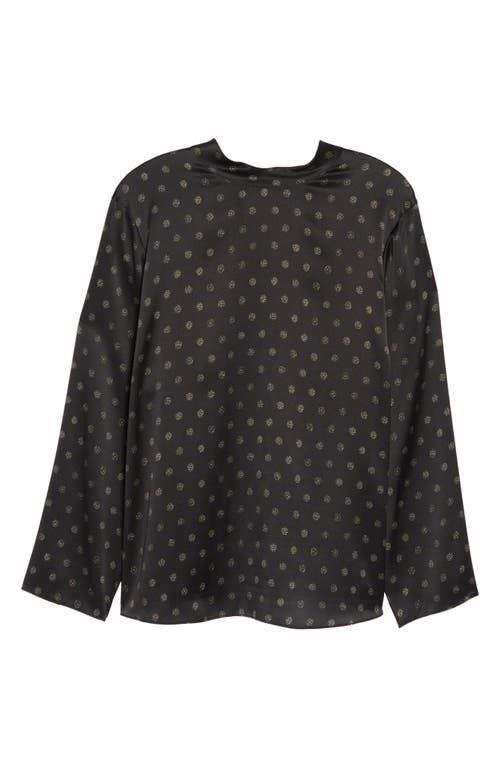 Vince Sun Dot Mock Neck Silk Top In Black