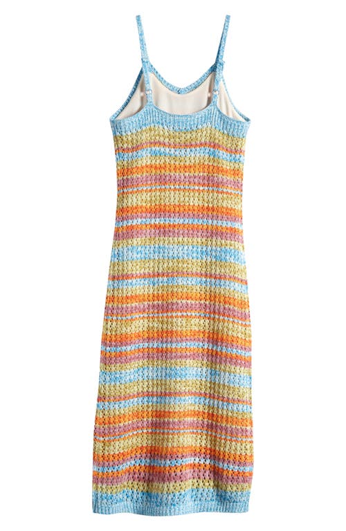 Shop Freshman Stripe Sweater Knit Tank Dress In Blue Multi