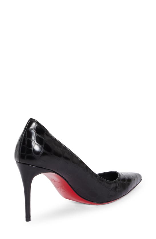 Shop Christian Louboutin Kate Pointed Toe Croc Embossed Pump In Black