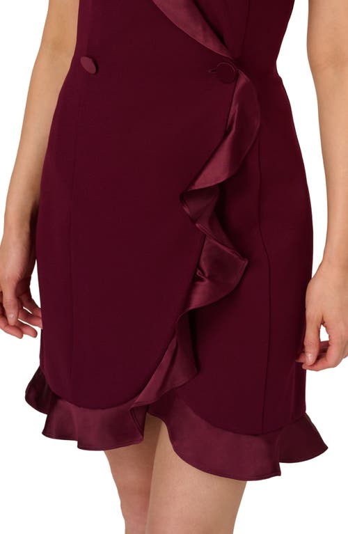 Shop Adrianna Papell Ruffle Double Breasted Sleeveless Minidress In Cabernet