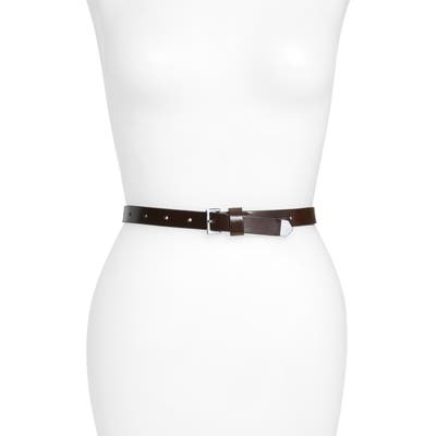 Allsaints Metal Tip Leather Belt, Aubergine/ Shiny Nickel