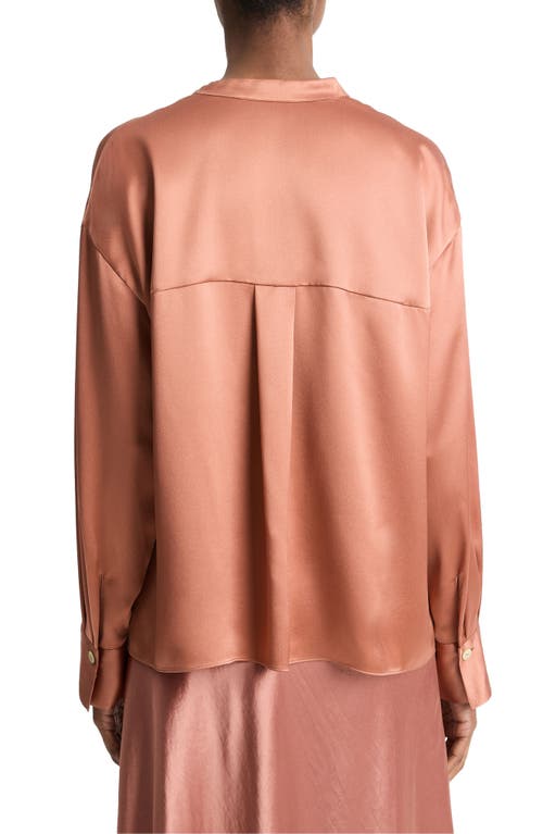 Shop Vince Draped Silk Shirt In Petal Amber