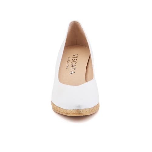 Viscata Roses Limited Edition Canvas V Cut Espadrille Wedges In White