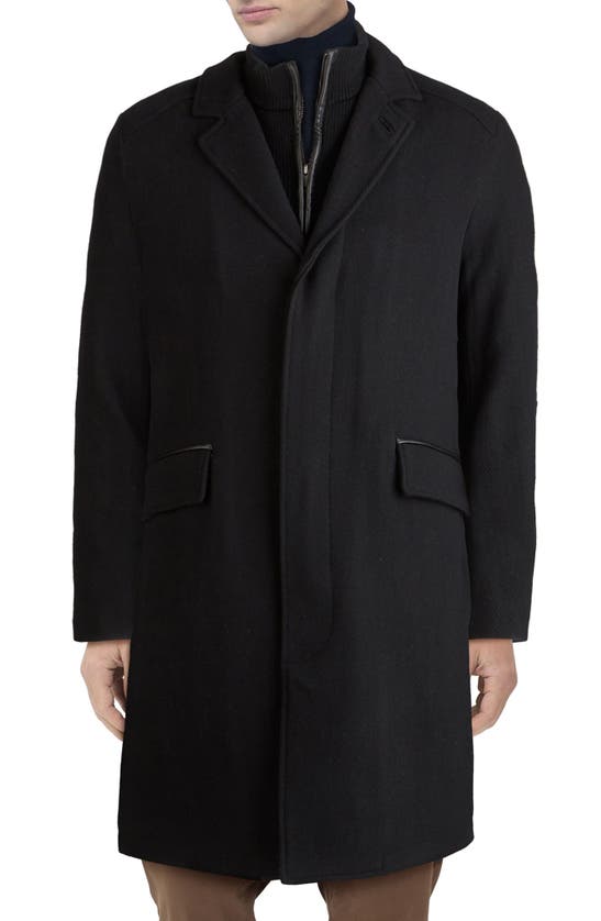 Cole Haan Signature Wool Blend Twill Topcoat In Black | ModeSens