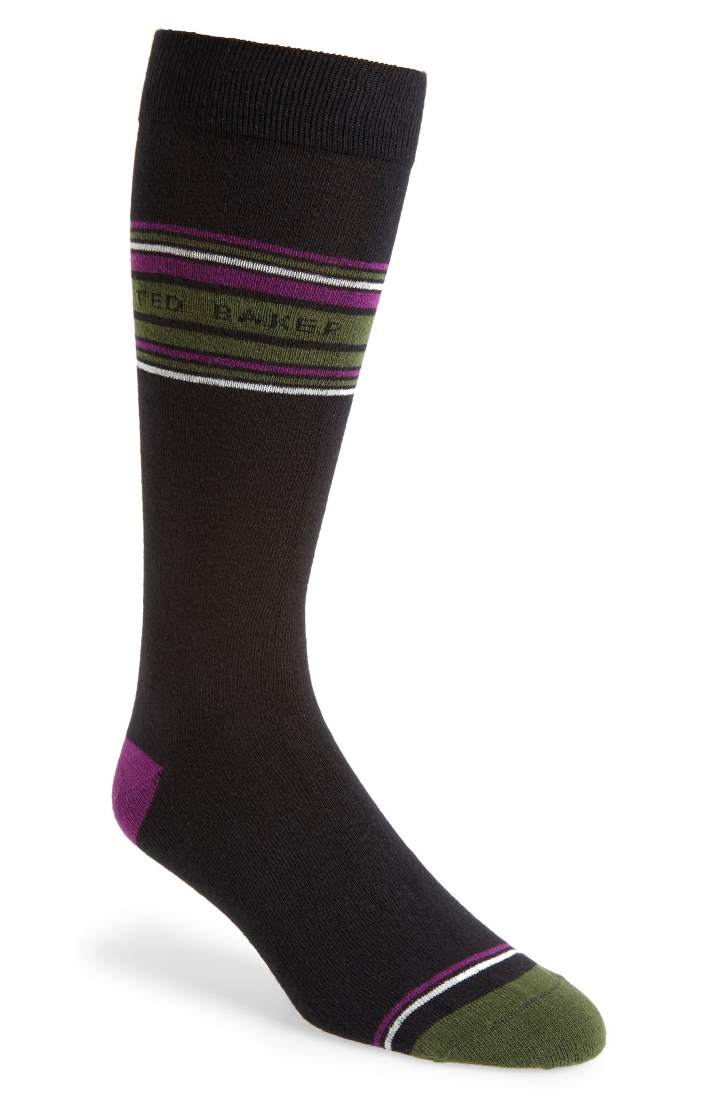 Ted Baker London Stripe Organic Cotton Blend Socks | Nordstrom