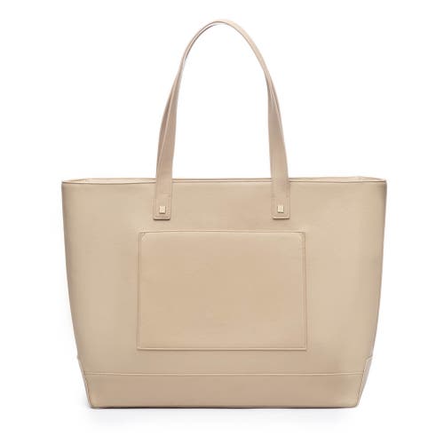 Modern Picnic The Grained Vegan Leather Tote In Cream