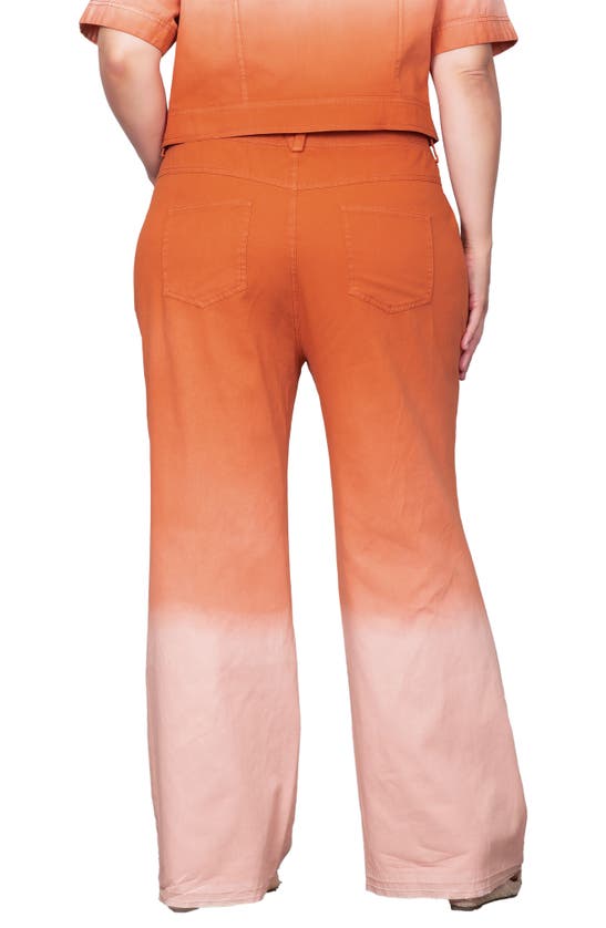 Shop Standards & Practices Ombré Dip Dye Wide Leg Jeans In Coral