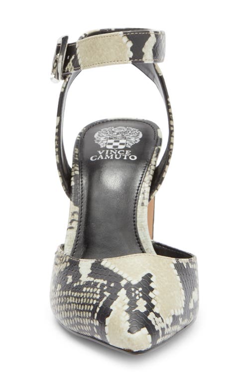 Vince Camuto Alarica Ankle Strap Pointed Toe Pump In Ivory Multi Graphic Soft Snake