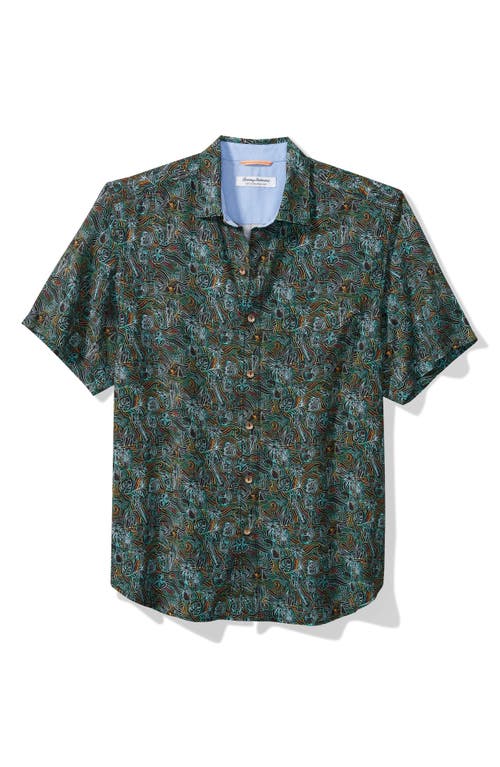 Tommy Bahama Veracruz Cay Hidden Paradise Short Sleeve Button-Up Shirt in Blue Freeze at Nordstrom, Size Medium